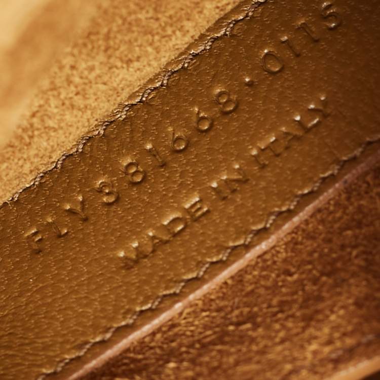 Pre Owned Saint Laurent Metallic Gold Leather And Suede Small Fringe Envelope Shoulder Bag