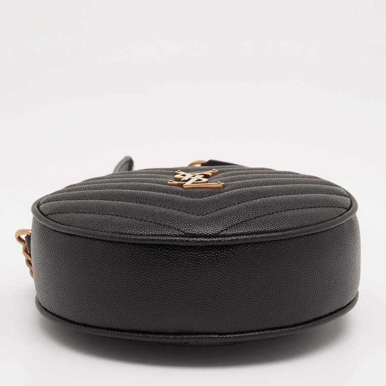 Pre Owned Saint Laurent Black Leather Round Crossbody Bag
