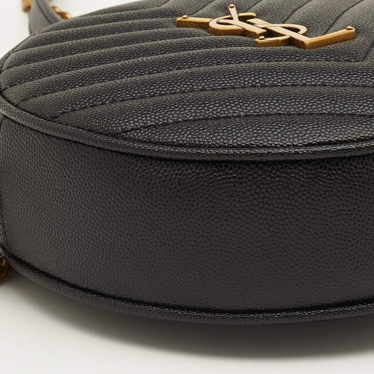 Pre Owned Saint Laurent Black Leather Round Crossbody Bag