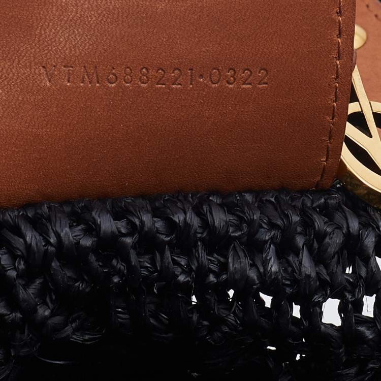 Pre Owned Saint Laurent Black Woven Raffia Medium Panier Tote
