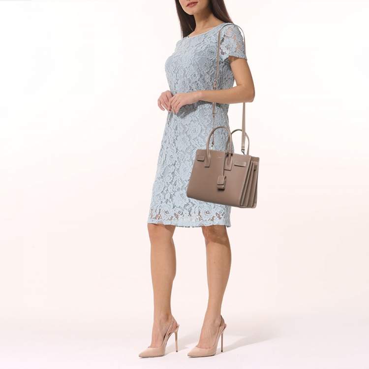 Pre Owned Saint Laurent Beige Leather Sac De Jour Satchel