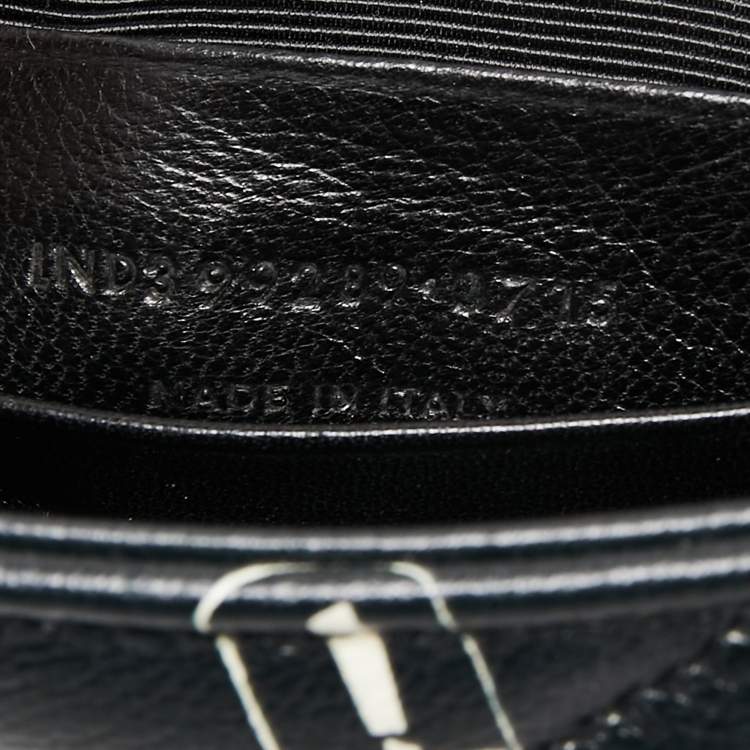 Pre Owned Saint Laurent Black Matelassé Lipstick Print Leather Baby Monogram Crossbody Bag