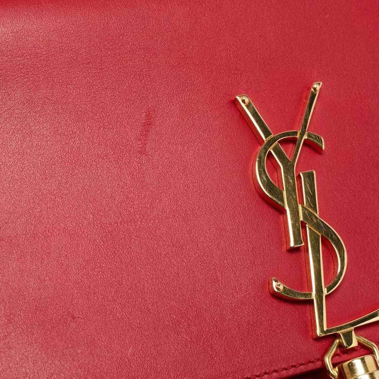 Pre Owned Saint Laurent Red Leather Medium Kate Tassel Shoulder Bag