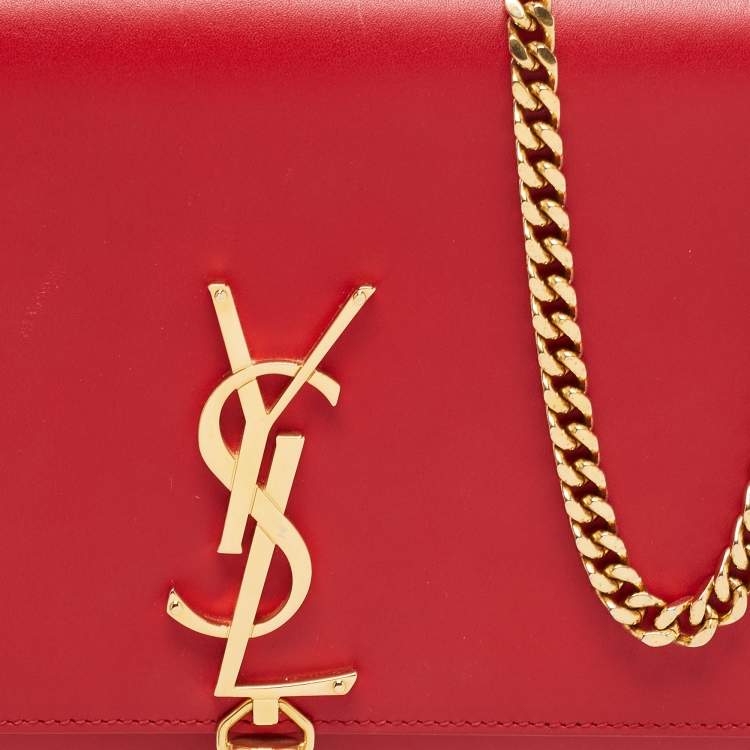 Pre Owned Saint Laurent Red Leather Medium Kate Tassel Shoulder Bag