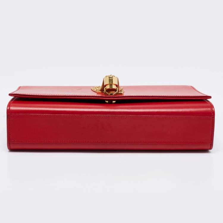 Pre Owned Saint Laurent Red Leather Medium Kate Tassel Shoulder Bag