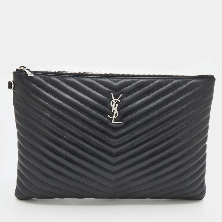 Saint Laurent Monogram quilted leather pouch for Women - Black in