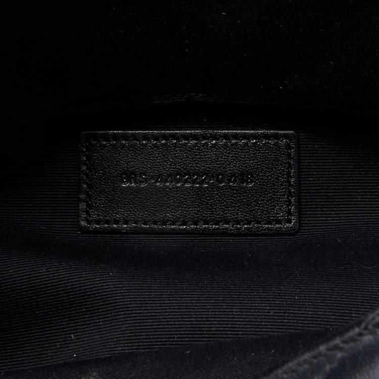 Pre Owned Saint Laurent Black Matelassé Leather Monogram Zip Pouch