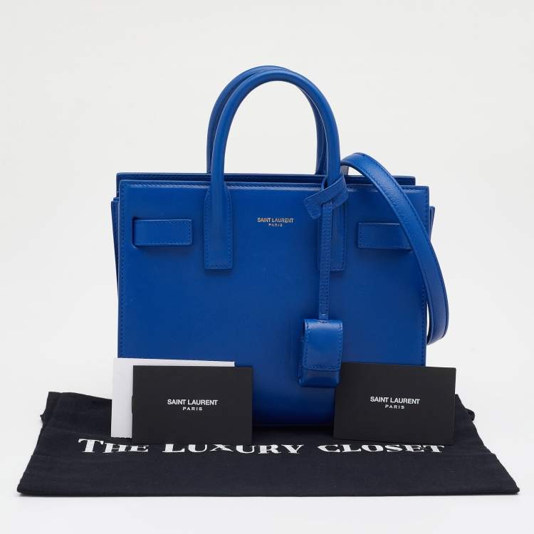 Pre Owned Saint Laurent Blue Leather Leather Baby Classic Sac De Jour Tote