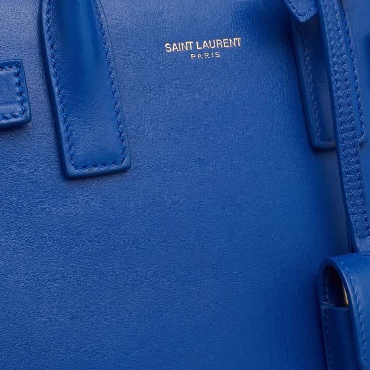 Pre Owned Saint Laurent Blue Leather Leather Baby Classic Sac De Jour Tote