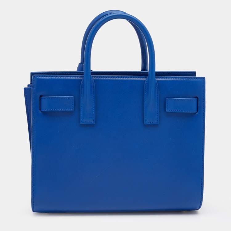 Pre Owned Saint Laurent Blue Leather Leather Baby Classic Sac De Jour Tote