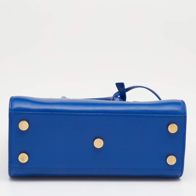 Pre Owned Saint Laurent Blue Leather Leather Baby Classic Sac De Jour Tote