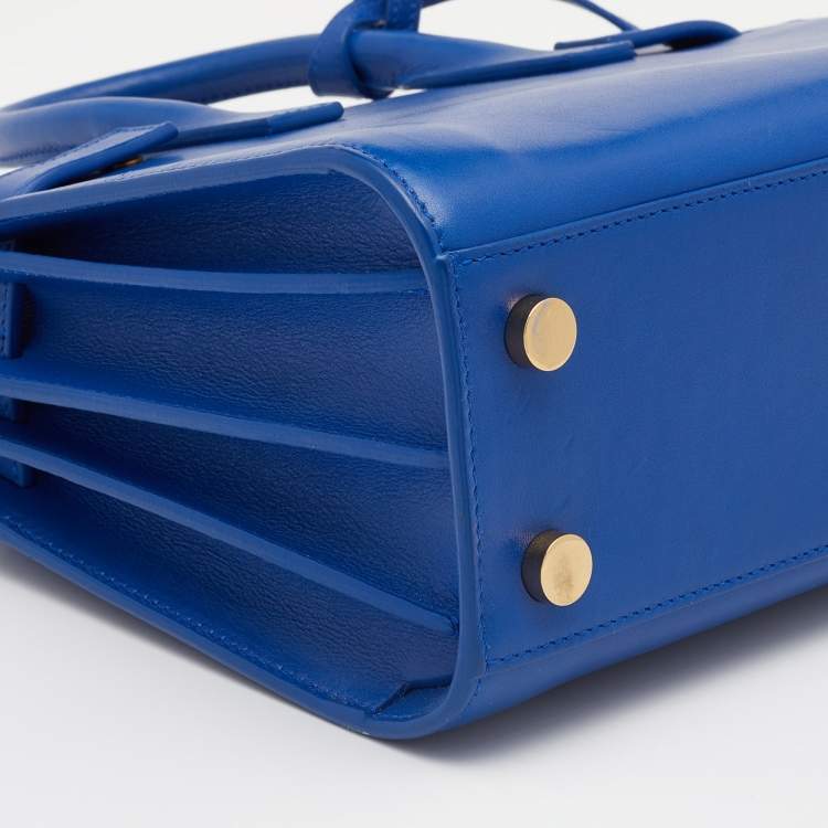 Pre Owned Saint Laurent Blue Leather Leather Baby Classic Sac De Jour Tote