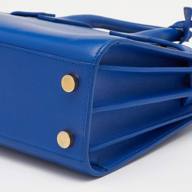 Pre Owned Saint Laurent Blue Leather Leather Baby Classic Sac De Jour Tote