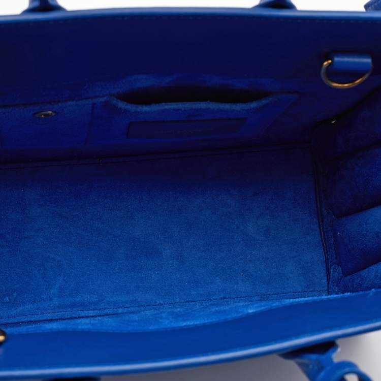Pre Owned Saint Laurent Blue Leather Leather Baby Classic Sac De Jour Tote