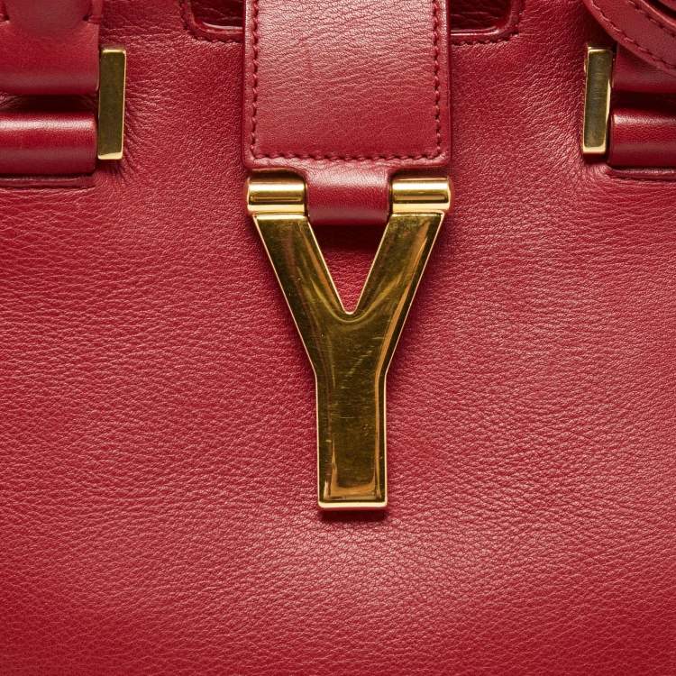 Pre Owned Saint Laurent Red Leather Ligne Y Cabas Bag