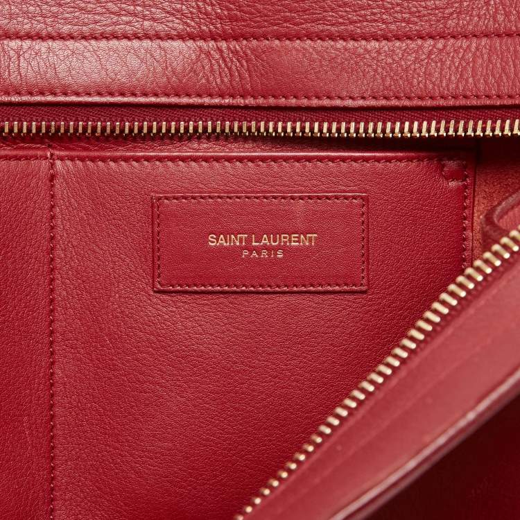 Pre Owned Saint Laurent Red Leather Ligne Y Cabas Bag