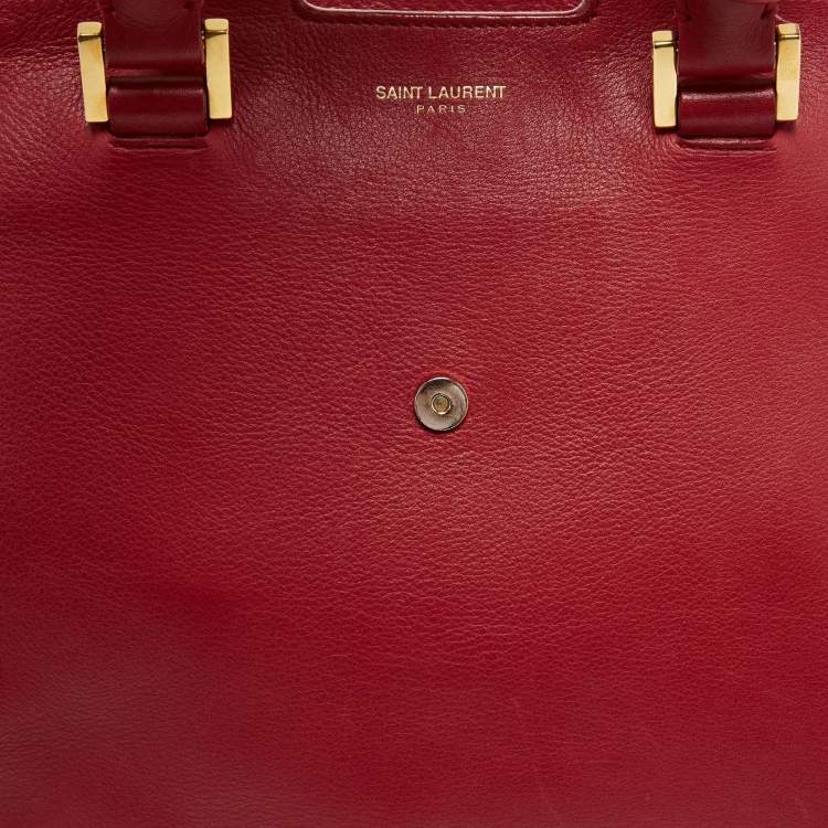 Pre Owned Saint Laurent Red Leather Ligne Y Cabas Bag
