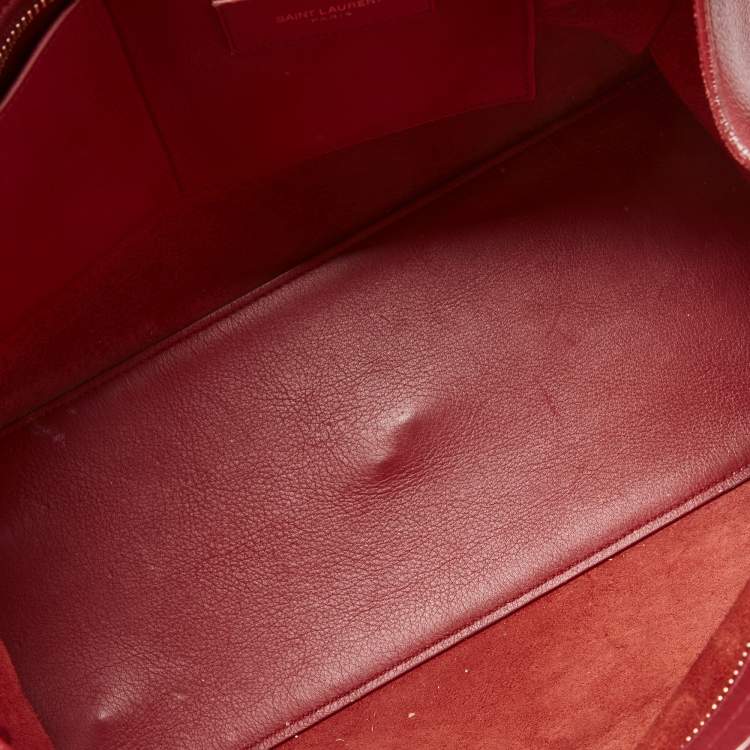 Pre Owned Saint Laurent Red Leather Ligne Y Cabas Bag