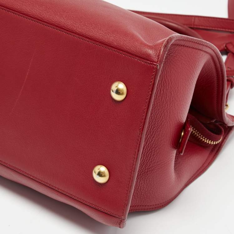Pre Owned Saint Laurent Red Leather Ligne Y Cabas Bag
