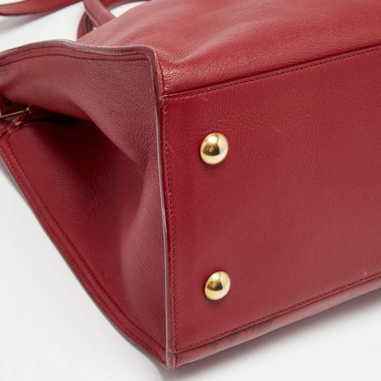 Pre Owned Saint Laurent Red Leather Ligne Y Cabas Bag