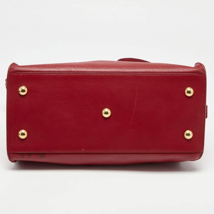 Pre Owned Saint Laurent Red Leather Ligne Y Cabas Bag