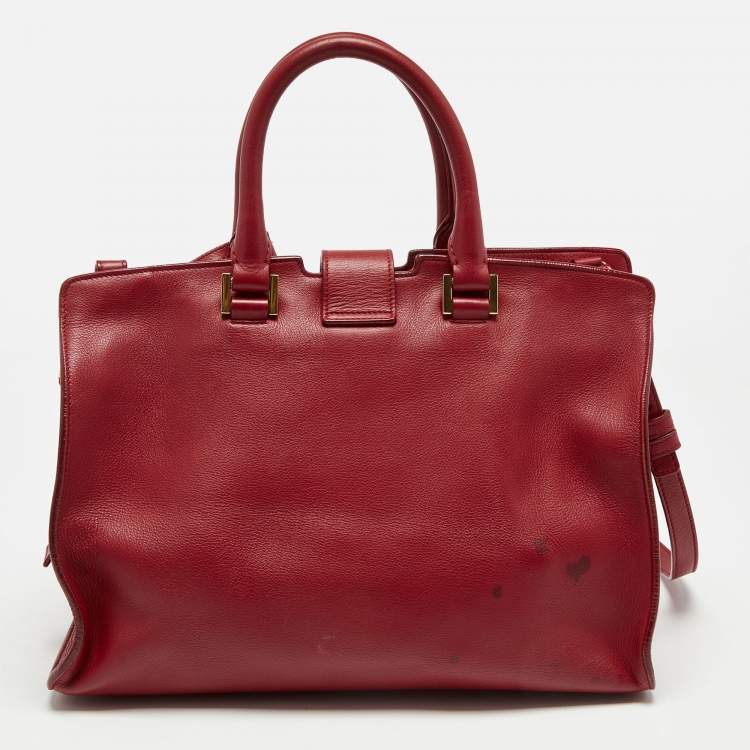 Pre Owned Saint Laurent Red Leather Ligne Y Cabas Bag
