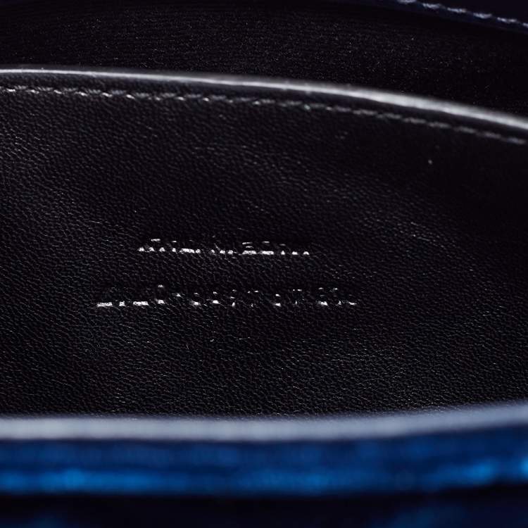 Pre Owned Saint Laurent Blue Velvet and Leather Small Loulou Shoulder Bag
