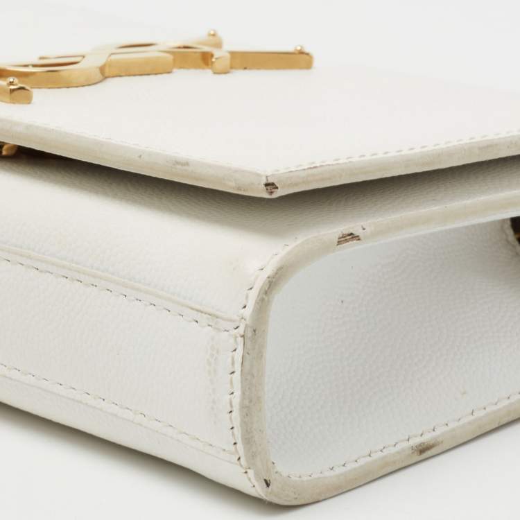 Pre Owned Saint Laurent White Leather Small Kate Shoulder Bag