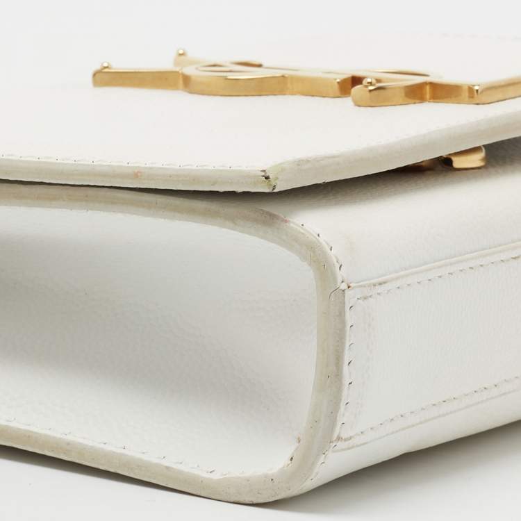 Pre Owned Saint Laurent White Leather Small Kate Shoulder Bag