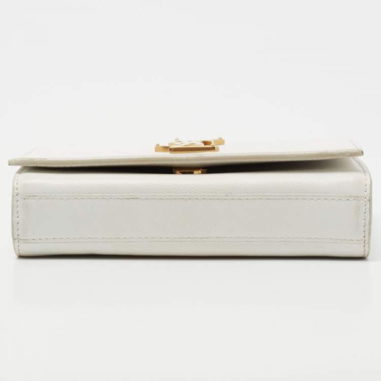 Pre Owned Saint Laurent White Leather Small Kate Shoulder Bag