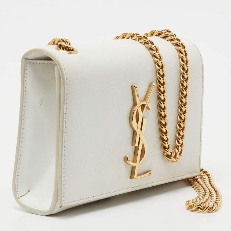 Pre Owned Saint Laurent White Leather Small Kate Shoulder Bag