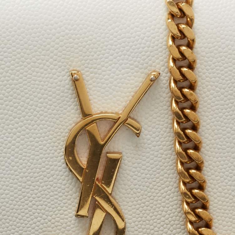 Pre Owned Saint Laurent White Leather Small Kate Shoulder Bag