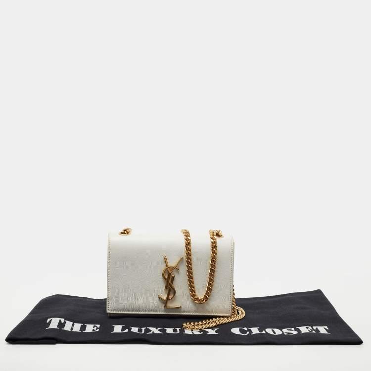 Pre Owned Saint Laurent White Leather Small Kate Shoulder Bag