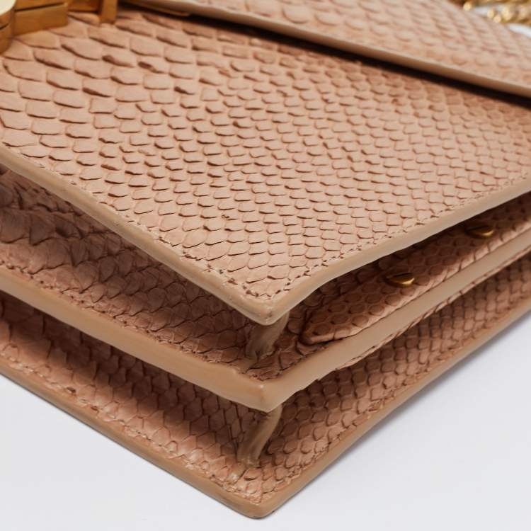 Pre Owned Saint Laurent Beige Python Medium Cassandra Shoulder Bag