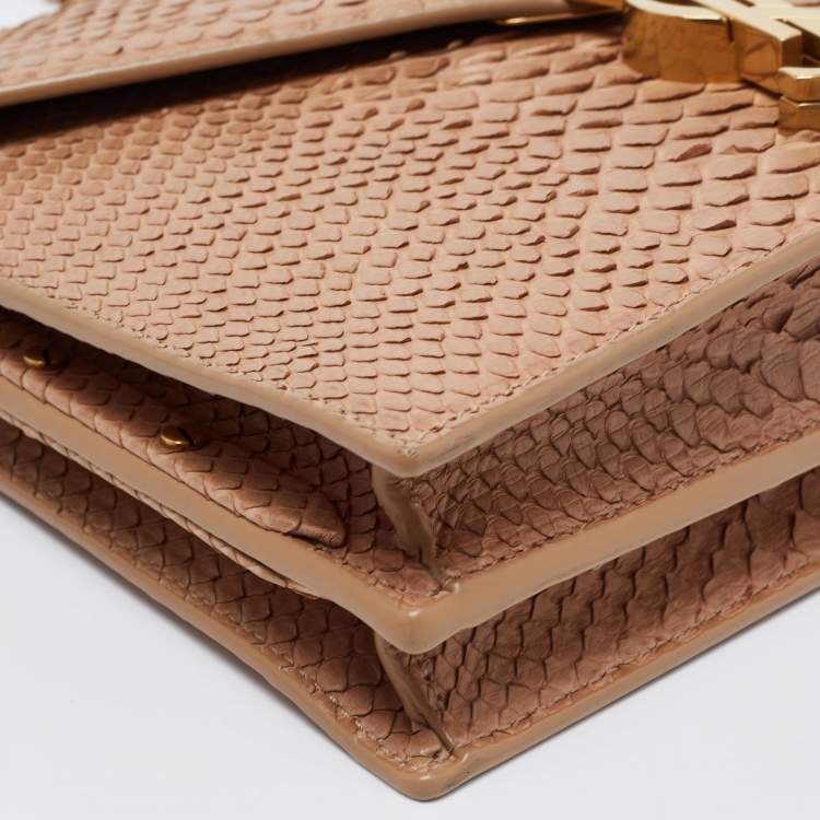 Pre Owned Saint Laurent Beige Python Medium Cassandra Shoulder Bag