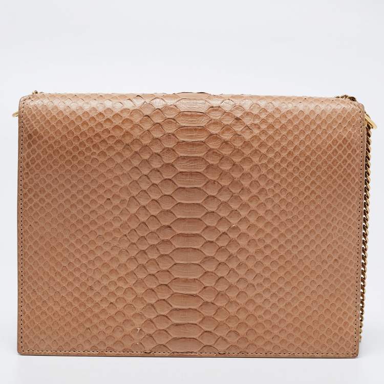 Pre Owned Saint Laurent Beige Python Medium Cassandra Shoulder Bag