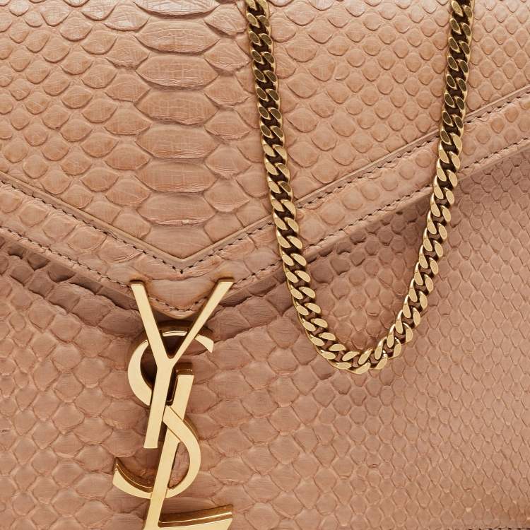 Pre Owned Saint Laurent Beige Python Medium Cassandra Shoulder Bag