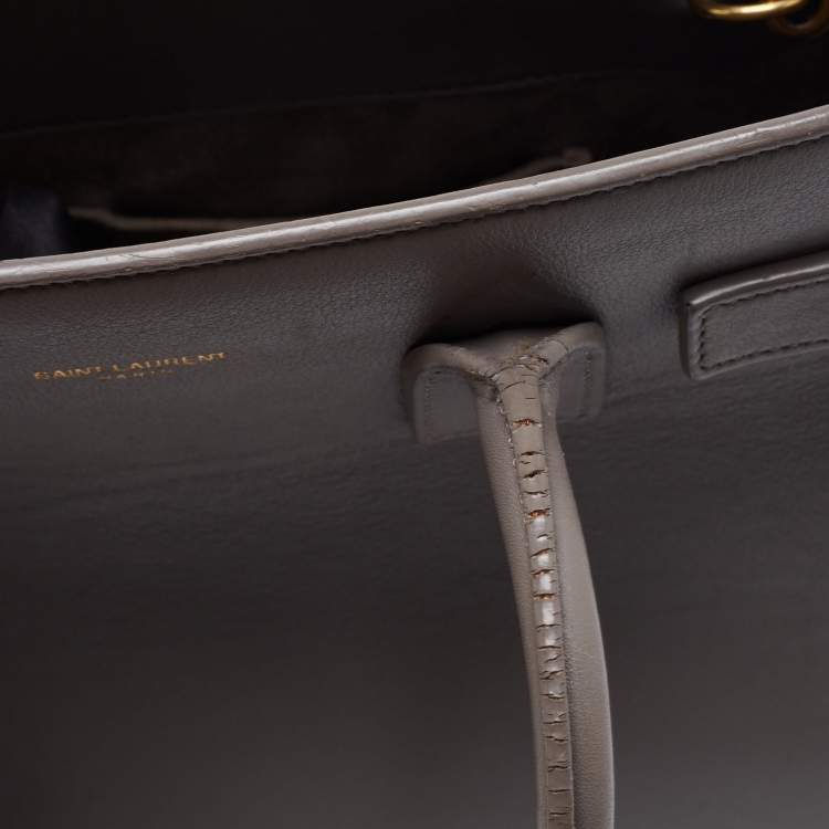Pre Owned Saint Laurent Grey Leather Baby Classic Sac De Jour Tote