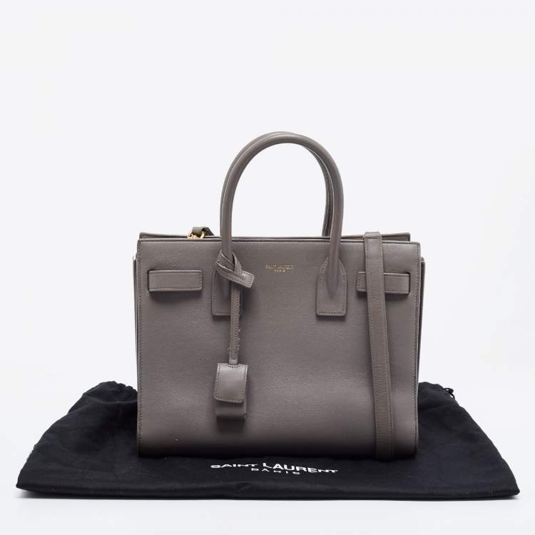 Pre Owned Saint Laurent Grey Leather Baby Classic Sac De Jour Tote