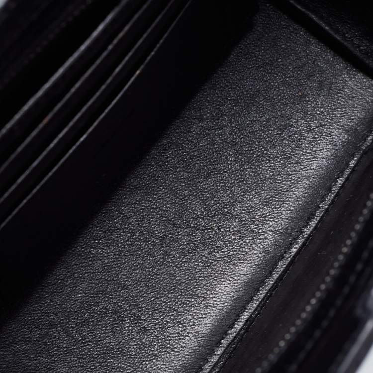 Pre Owned Saint Laurent Black Croc Embossed Leather  Cabas Shoulder Bag