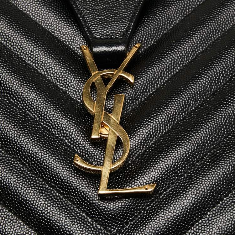 Pre Owned Saint Laurent Black Matelasse Leather Cassandre Shopper Tote