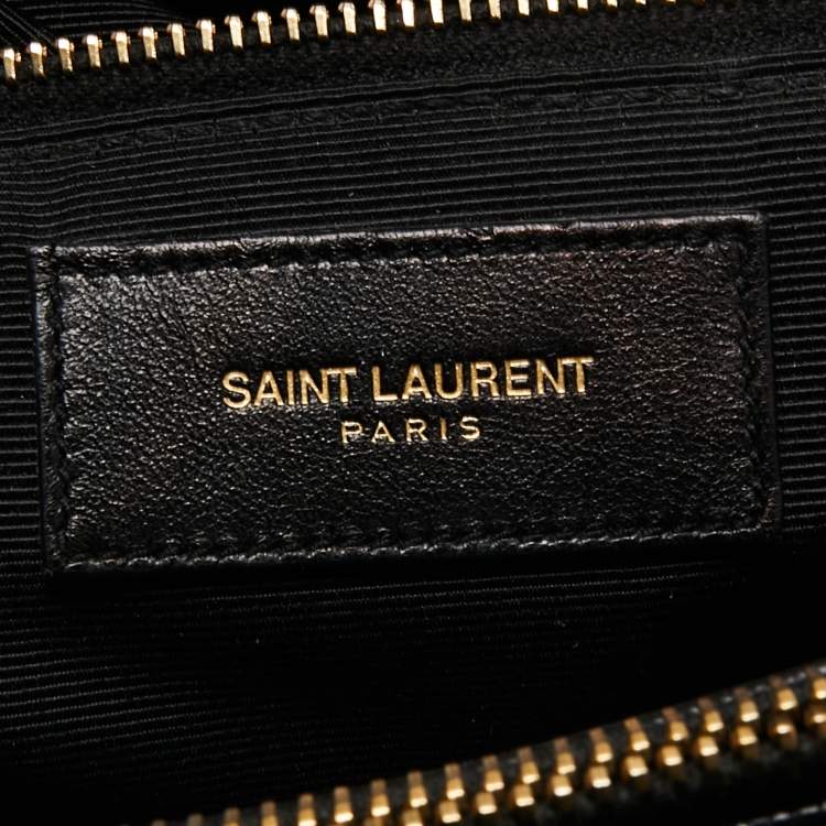 Pre Owned Saint Laurent Black Matelasse Leather Cassandre Shopper Tote
