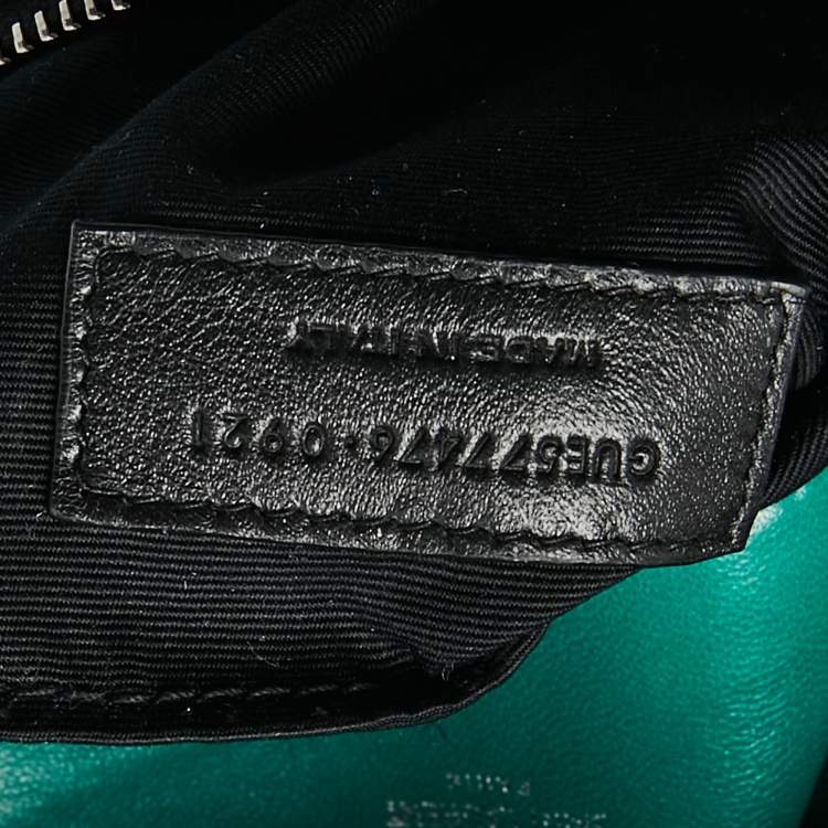 Pre Owned Saint Laurent Green Leather Small Puffer Chain Shoulder Bag