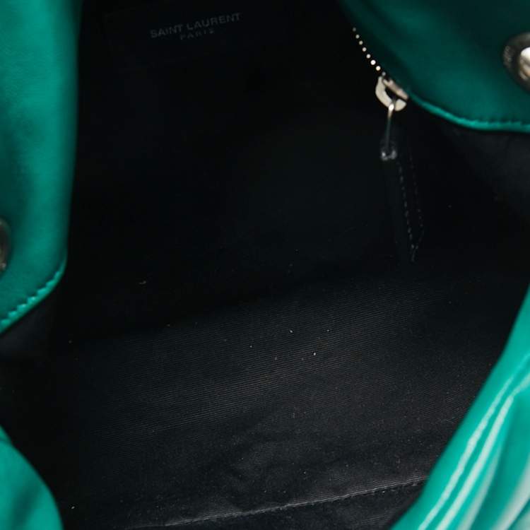 Pre Owned Saint Laurent Green Leather Small Puffer Chain Shoulder Bag