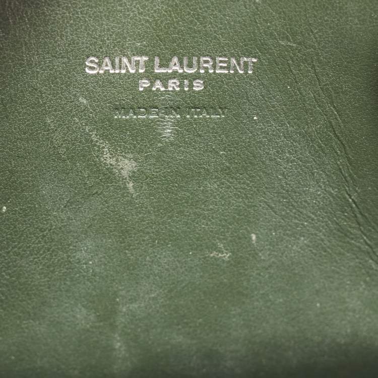 Pre Owned Saint Laurent Green Croc Embossed Leather Nano Classic Sac De Jour Tote