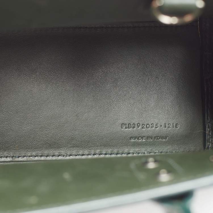 Pre Owned Saint Laurent Green Croc Embossed Leather Nano Classic Sac De Jour Tote