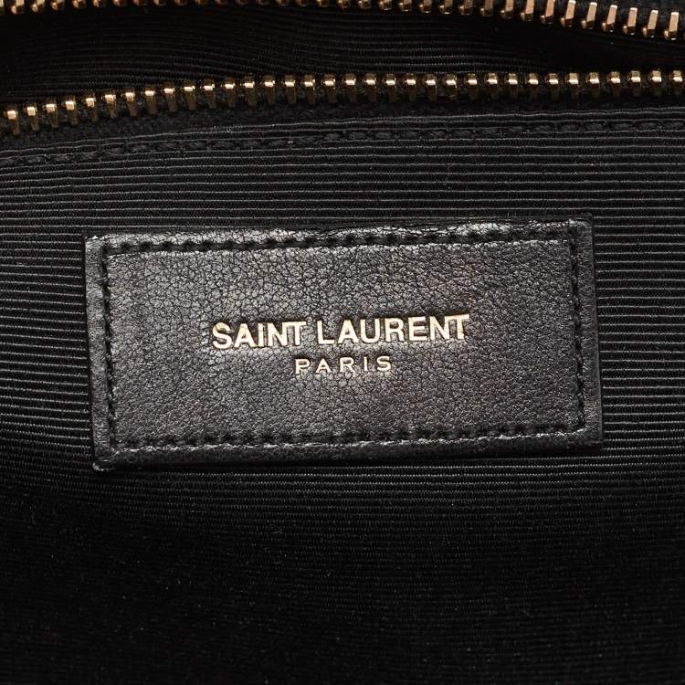 Pre Owned Saint Laurent Black Matelasse Leather Large Monogram Envelope Shoulder Bag