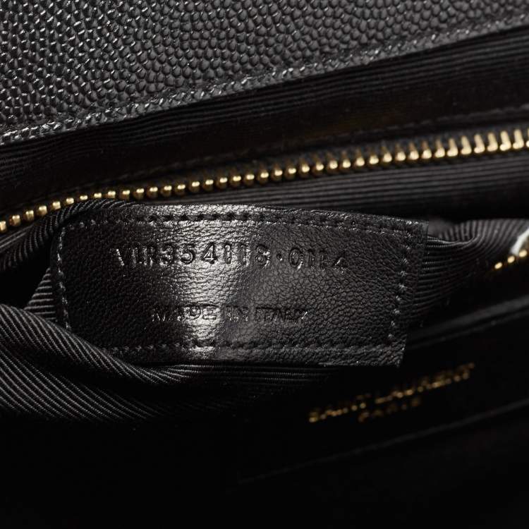 Pre Owned Saint Laurent Black Matelasse Leather Large Monogram Envelope Shoulder Bag