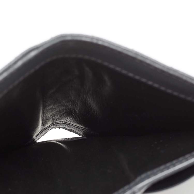 Pre Owned Saint Laurent Grey Matelassé Leather Monogram Trifold Wallet
