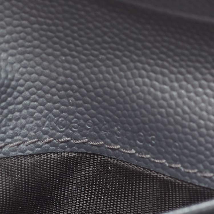 Pre Owned Saint Laurent Grey Matelassé Leather Monogram Trifold Wallet